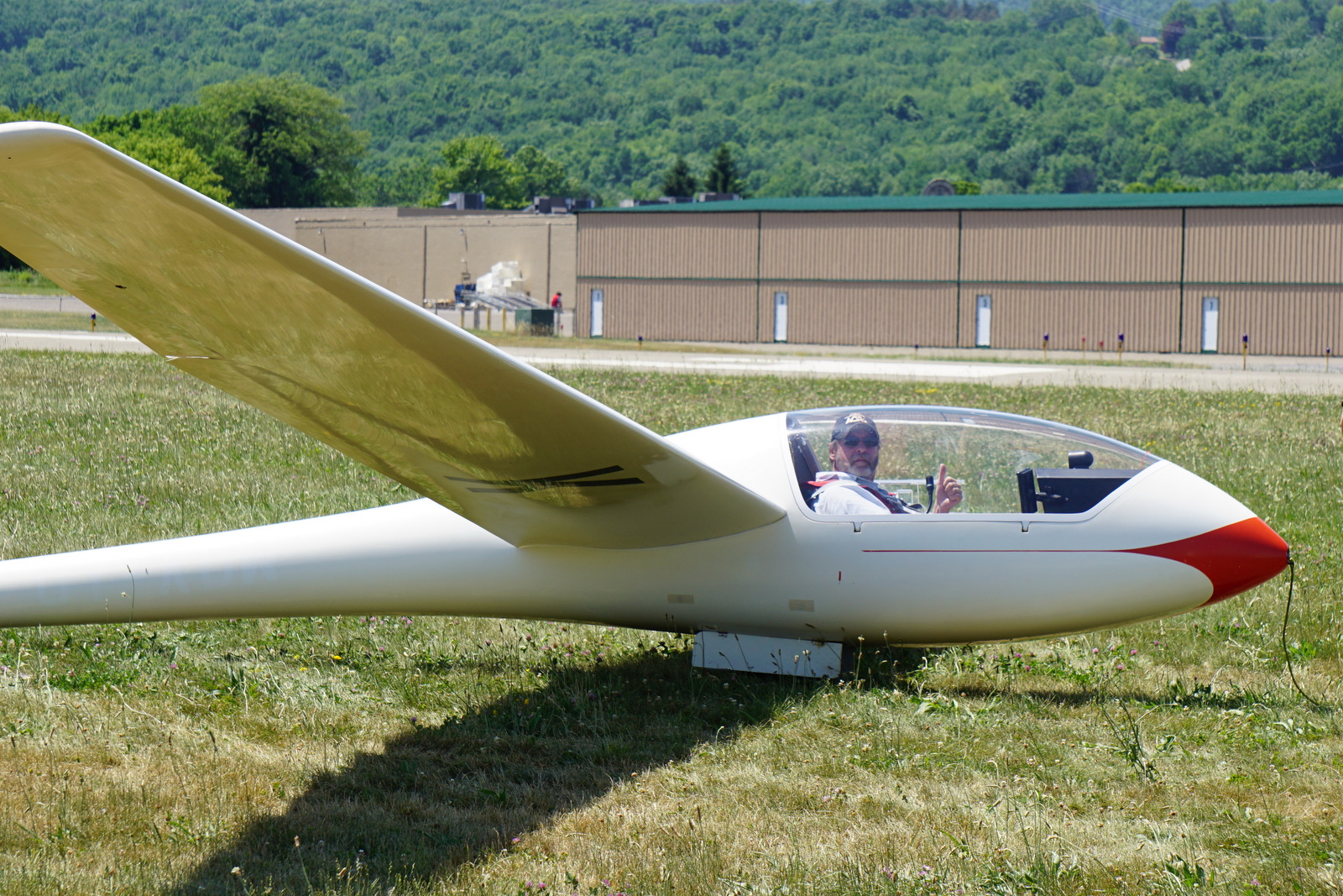Grob Astir glider on the field